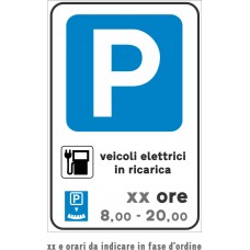 Cartello per auto elettriche in ricarica